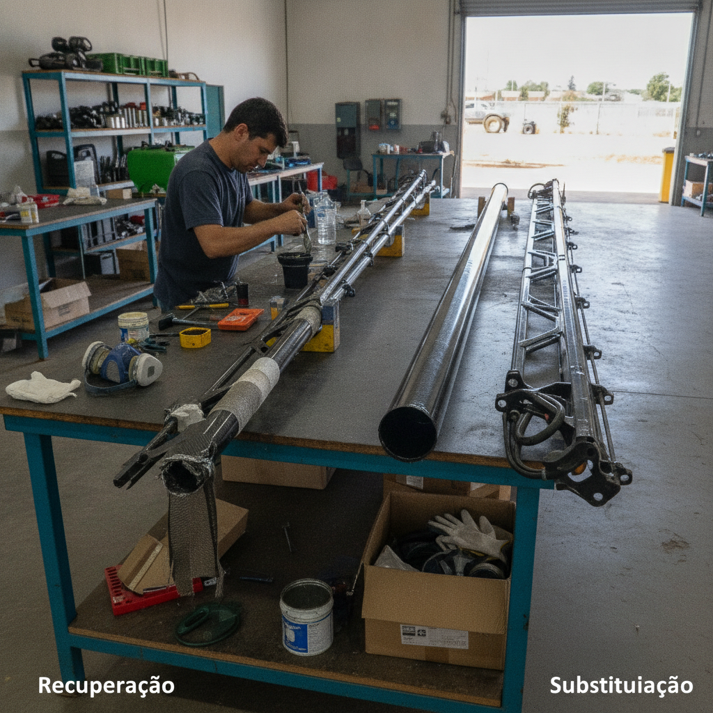 Recuperação x Substituição de Barra de Pulverizador em Fibra de Carbono em Goiânia